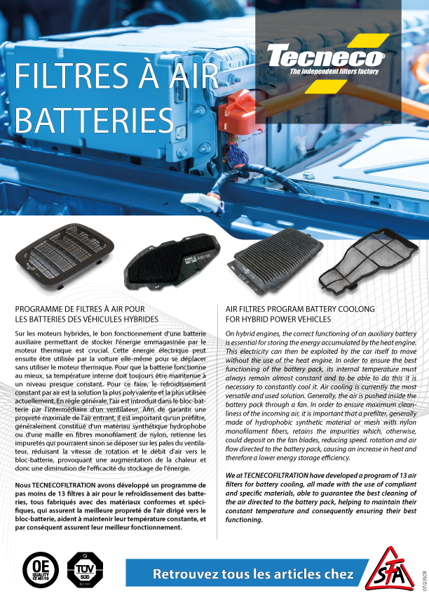 Filtres à air pour véhicules hybrides